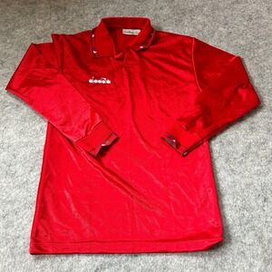 Vintage Diadora Soccer Shirt Jersey Youth Large Red Silky Shiny 90s Y2K NEW